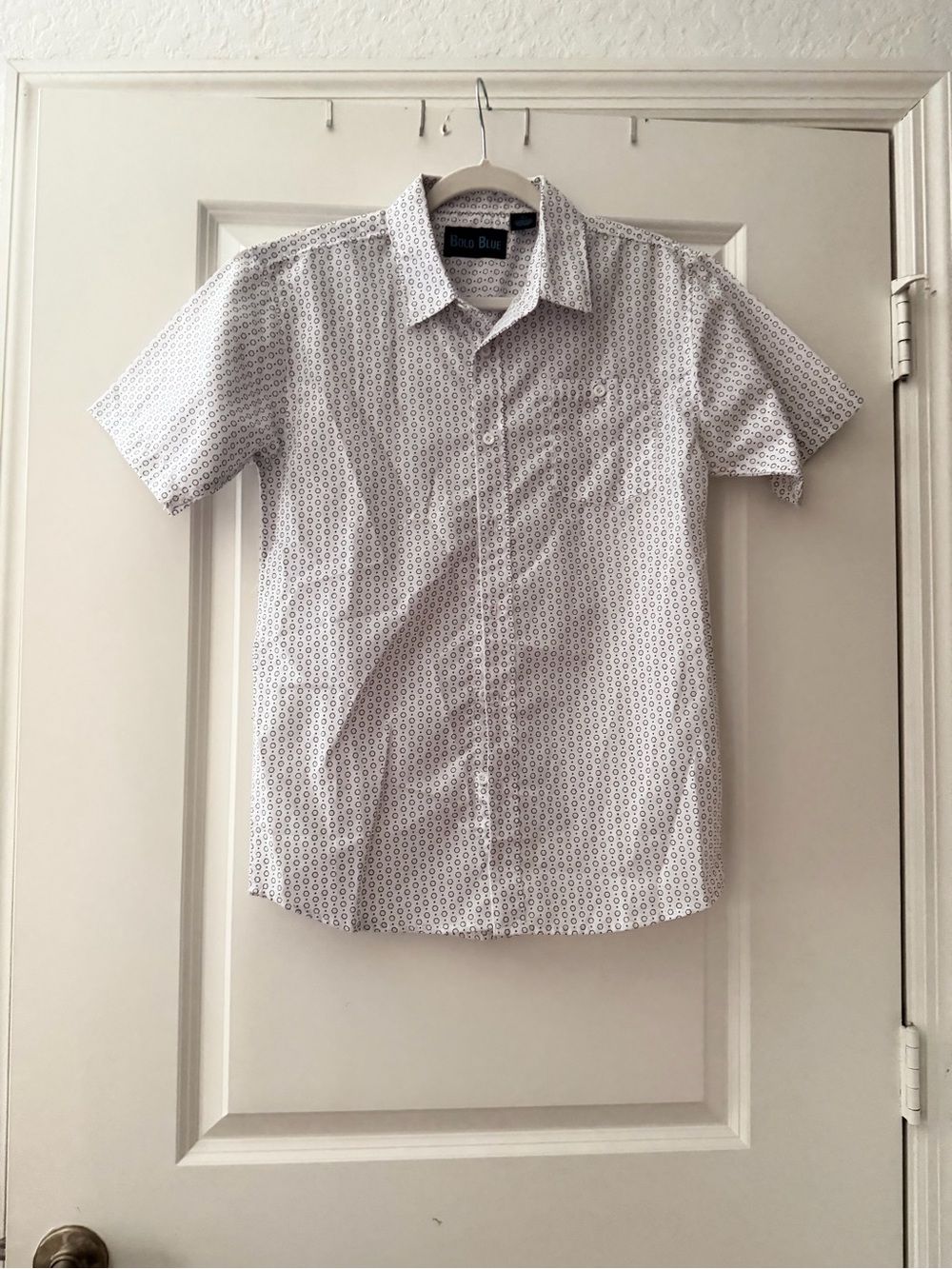 White Short-Sleeve Printed Boys Shirt